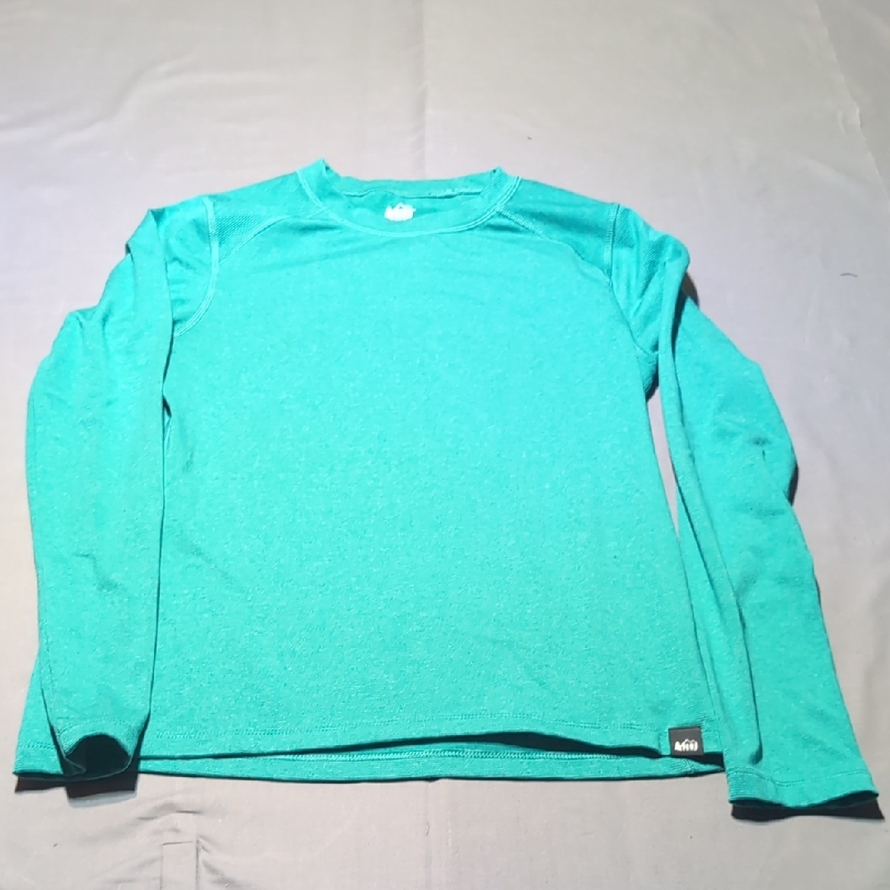 REI Co-op Kids Teal Stripe Shirt‎ Stretch Athletic Size L